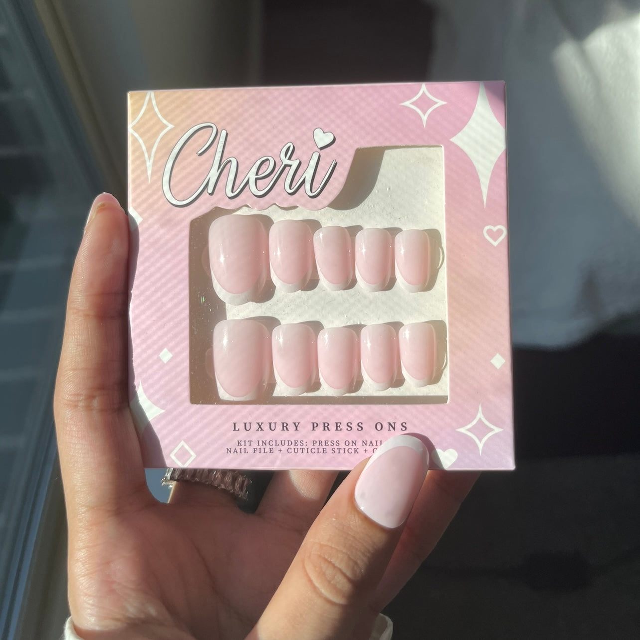 Pink Oval Press On Nail Kit