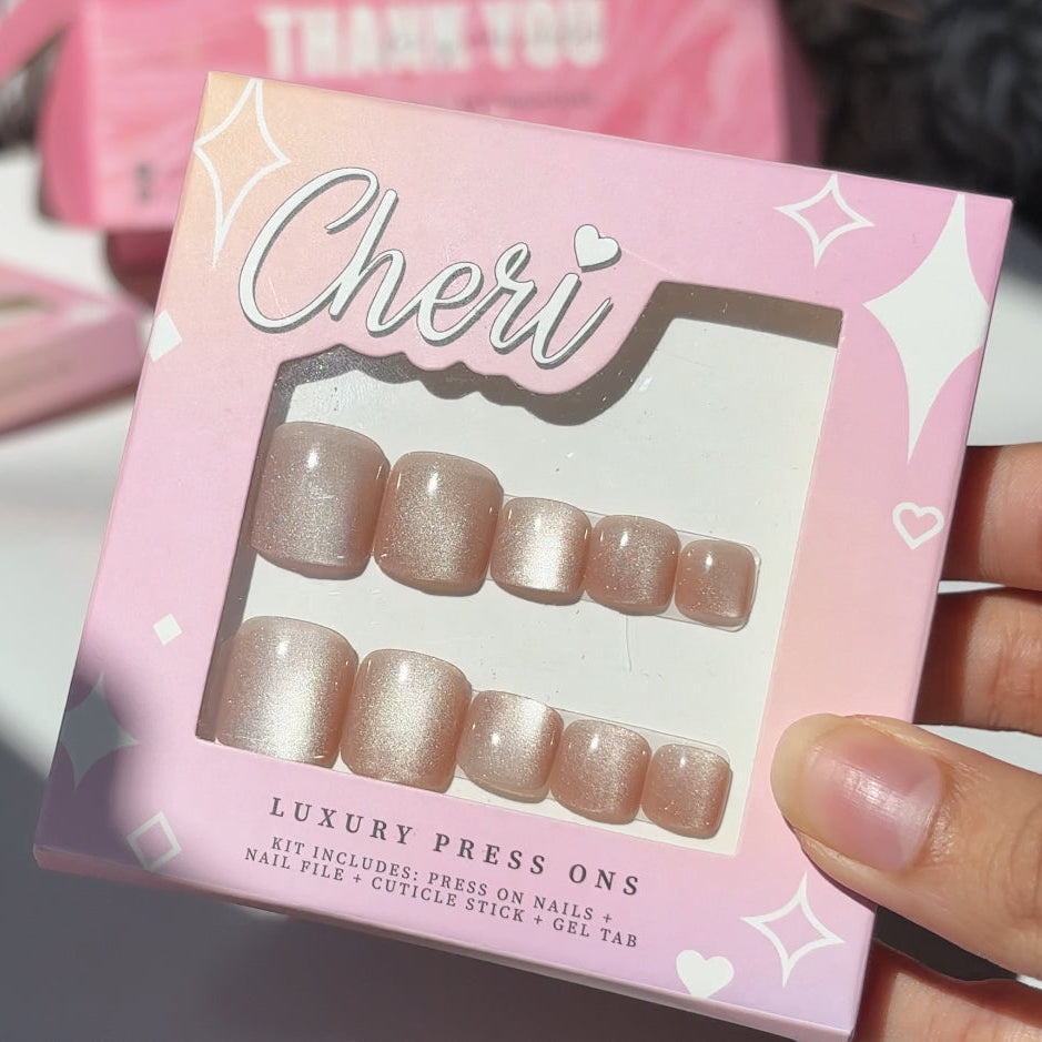 Champagne Toe Press On Nail Kit